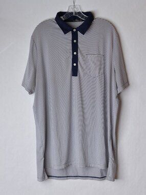 RLX Ralph Lauren Polo Shirt Mens XL Navy White Stripe Golf Performance Pocket
